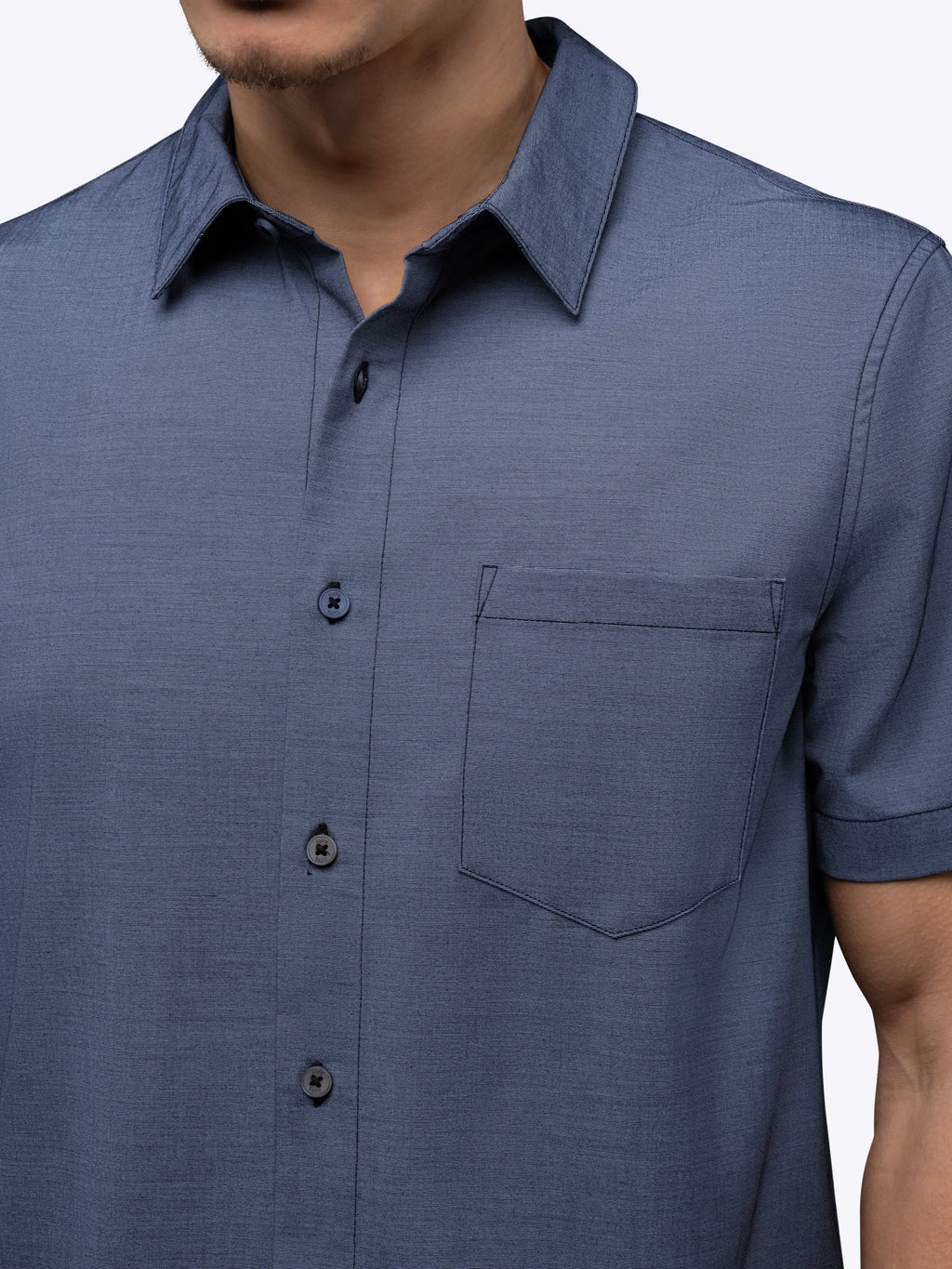 Soho Short Sleeve Button Up | Pacific Blue