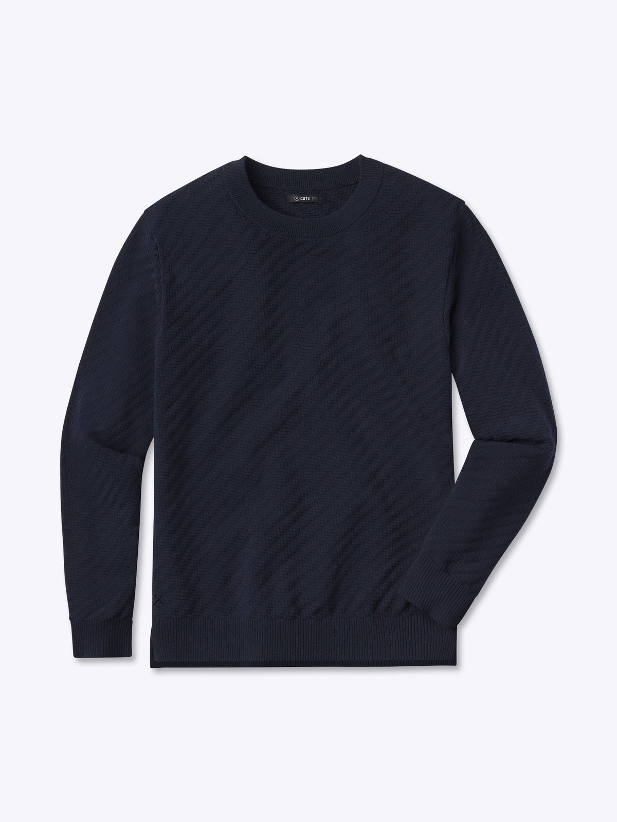 Riviera Knit Longe Sleeve Textured Tee | Pacific Blue Signature-Fit