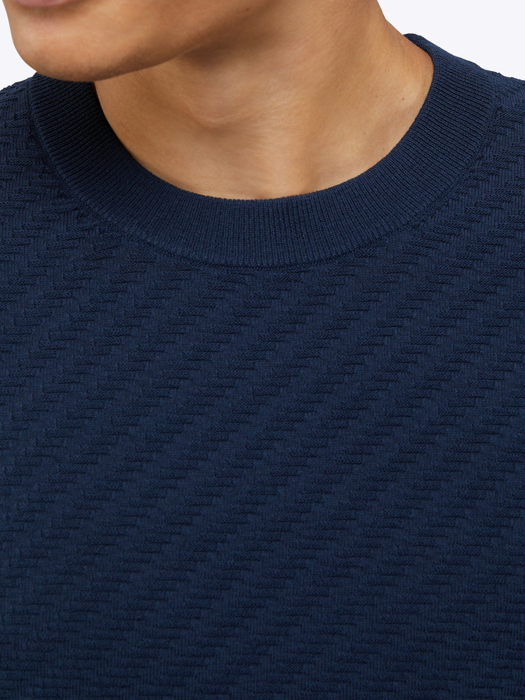 Riviera Knit Longe Sleeve Textured Tee | Pacific Blue Signature-Fit