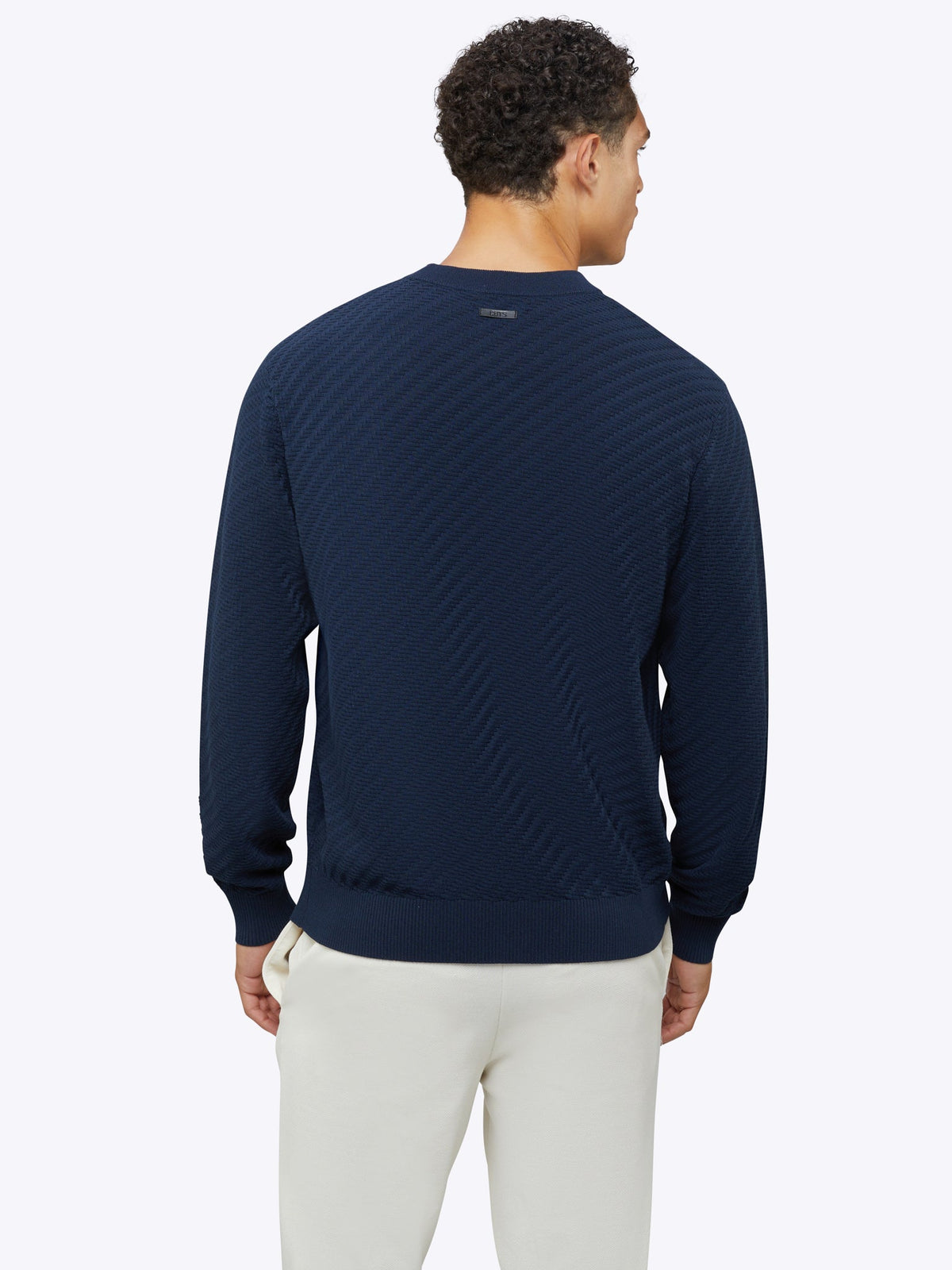 Riviera Knit Longe Sleeve Textured Tee | Pacific Blue Signature-Fit