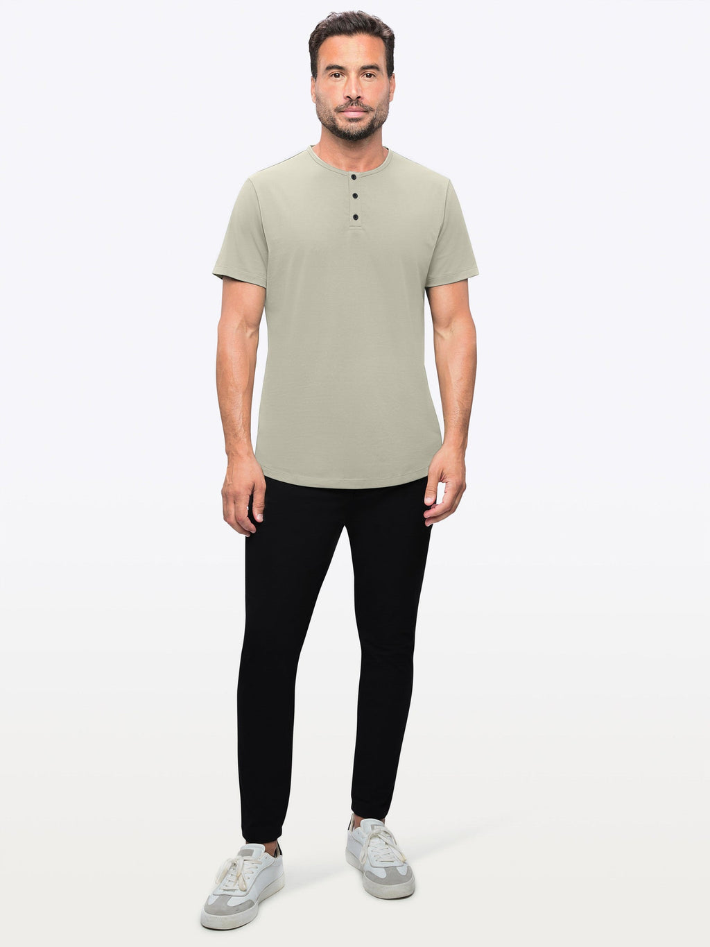 AO Henley Curve-Hem Tee | Parchment Signature-Fit PYCA Pro®