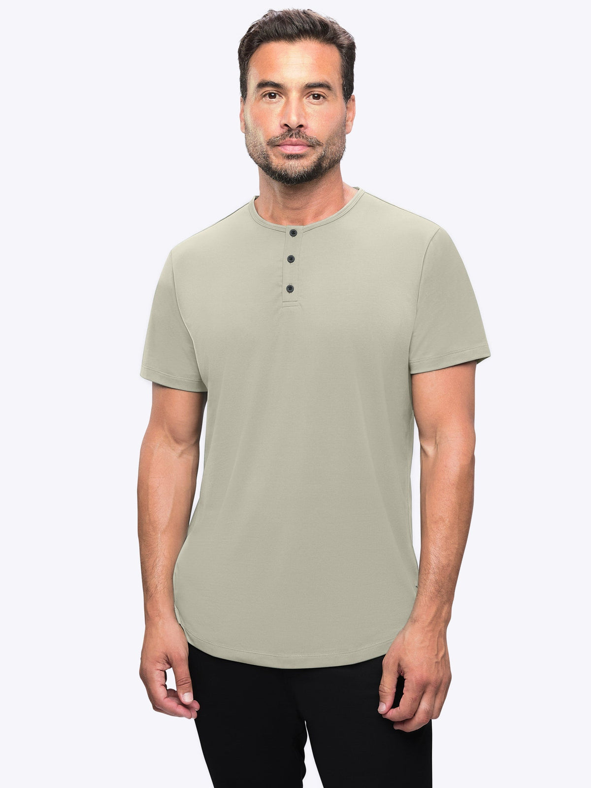 AO Henley Curve-Hem Tee | Parchment Signature-Fit PYCA Pro®