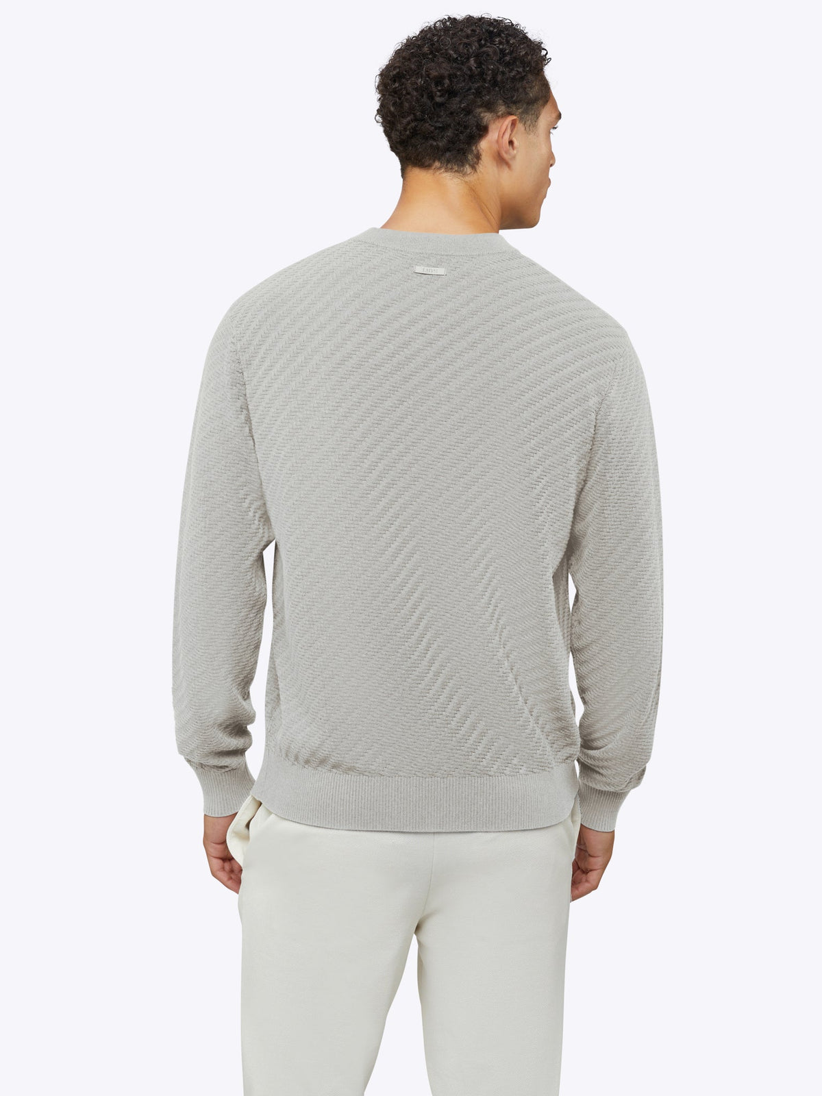 Riviera Knit Long Sleeve Textured Tee | Parchment Signature-Fit
