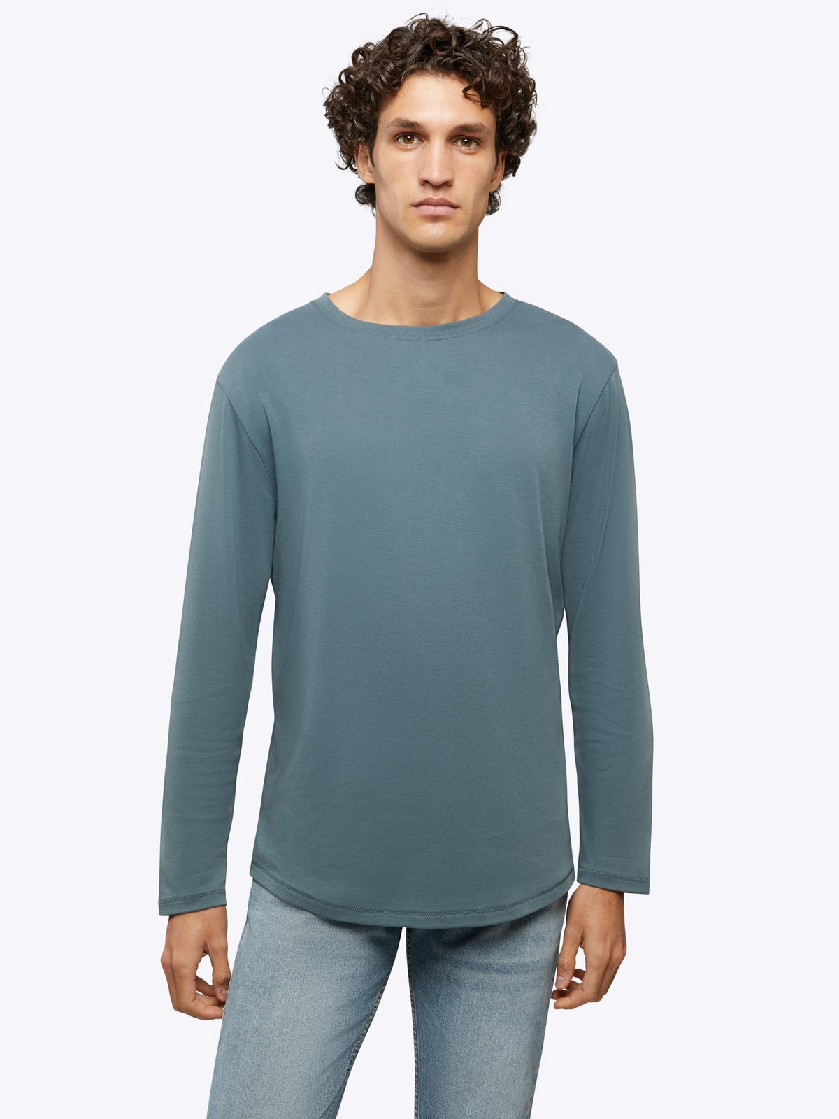Interknit Long Sleeve Pima Cotton Tee | Petrol Signature-Fit