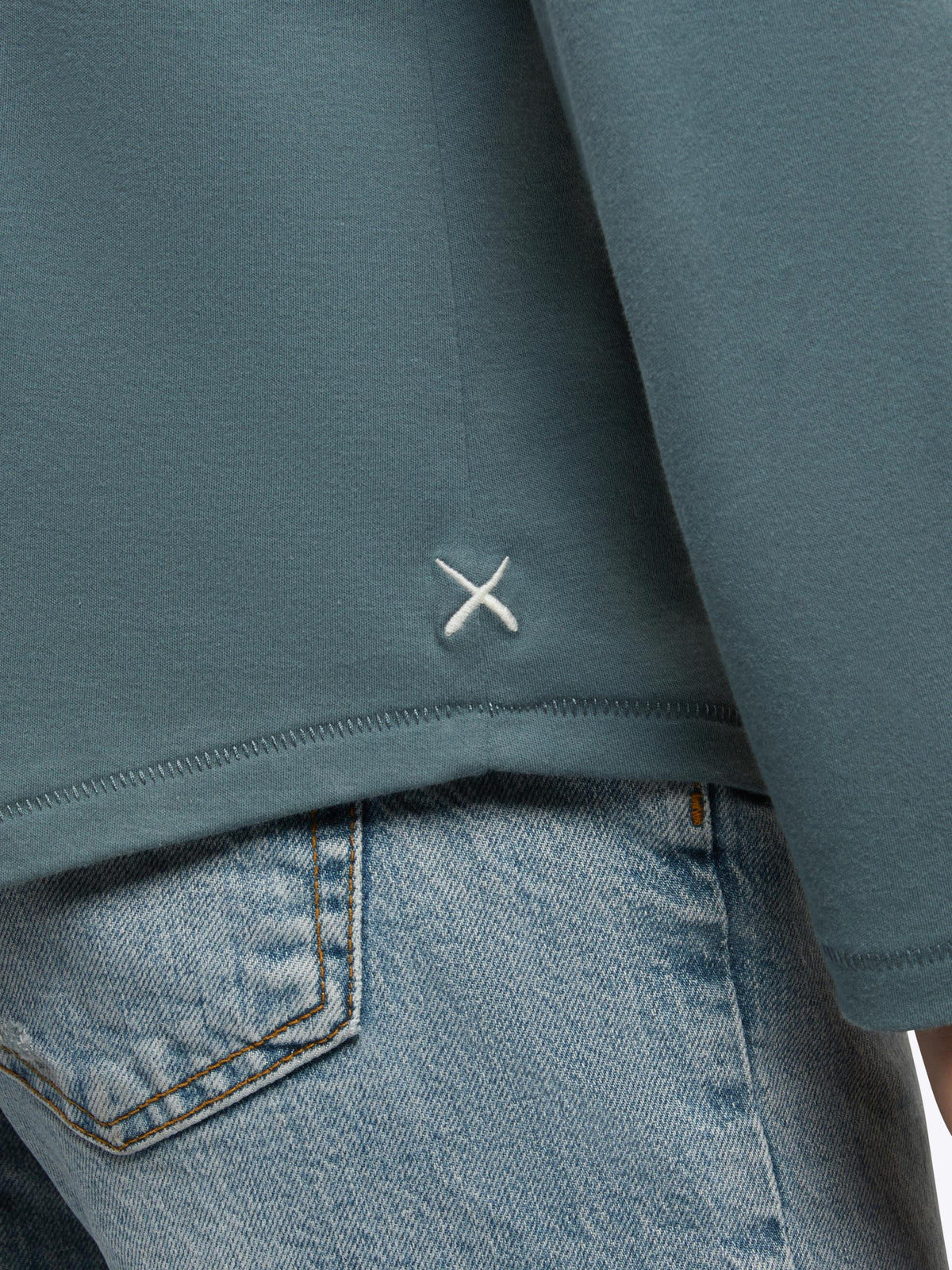 Interknit Long Sleeve Pima Cotton Tee | Petrol Signature-Fit