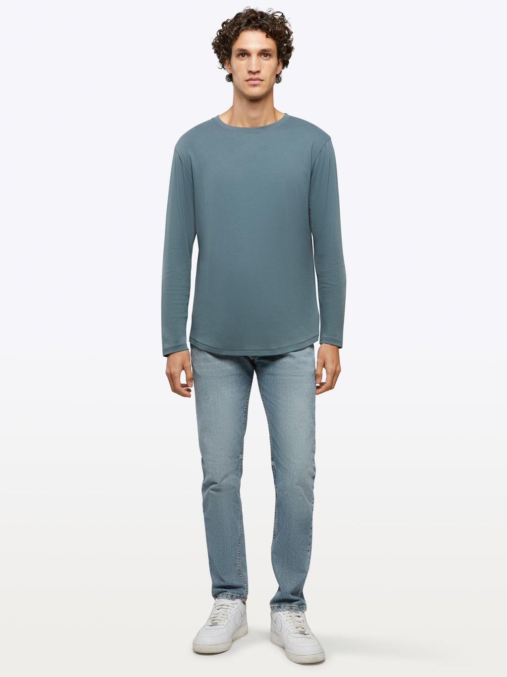 Interknit Long Sleeve Pima Cotton Tee | Petrol Signature-Fit