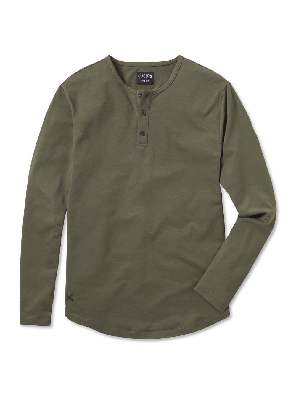AO Long Sleeve Henley Curve-Hem | Pine Signature-fit PYCA Pro®