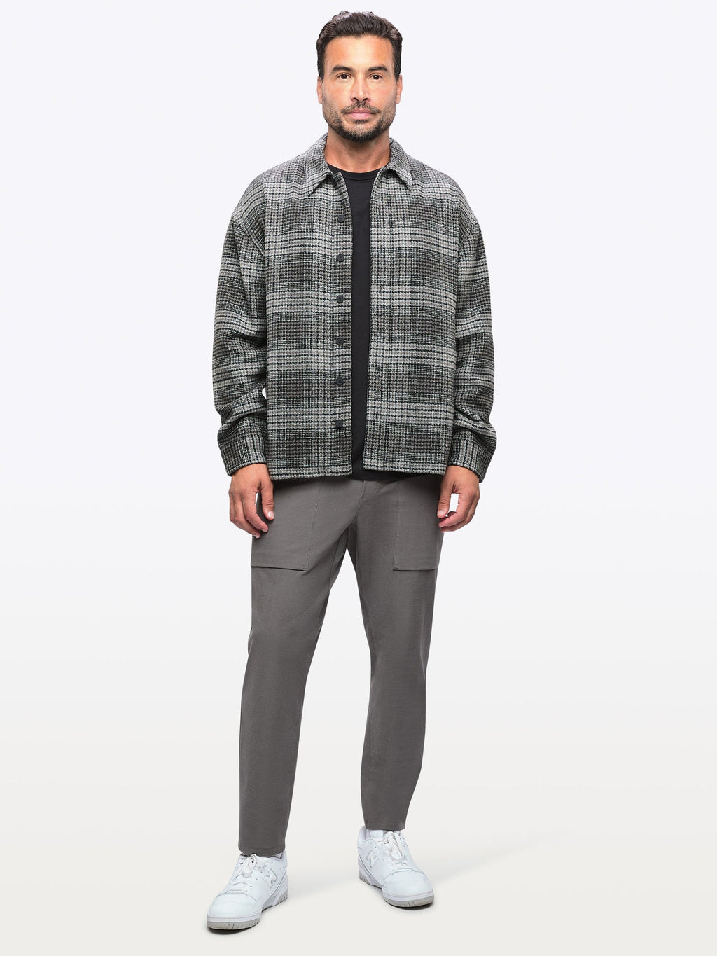 Horizon Tweed Shacket | Steel Plaid Classic-Fit
