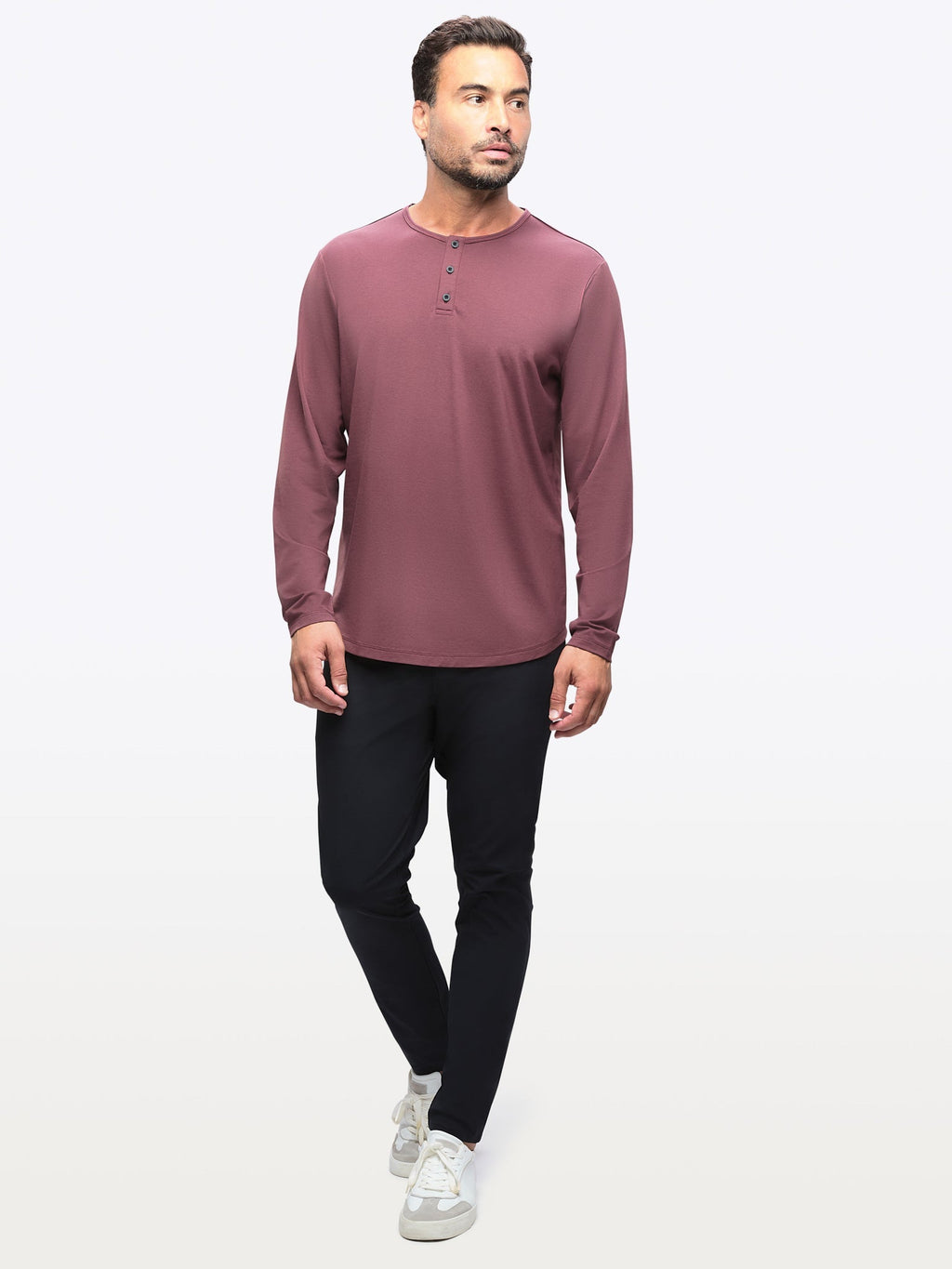 AO Long Sleeve Henley Curve-Hem | Port Signature-fit PYCA Pro®