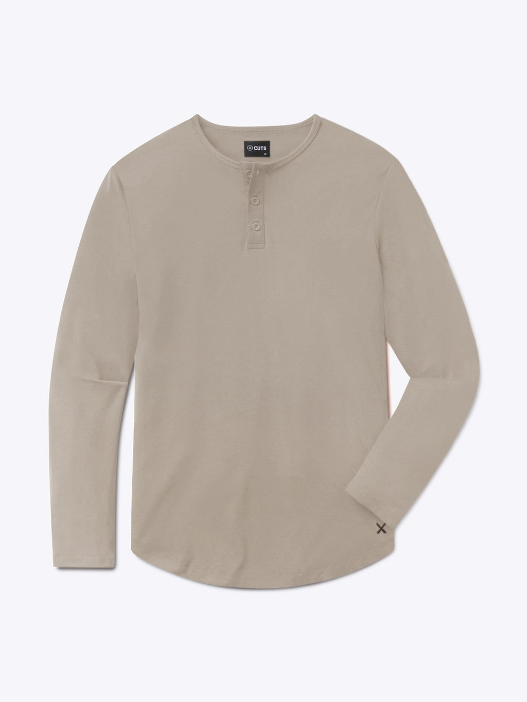 AO Long Sleeve Henley Curve-Hem Tee | Pure Cashmere Signature-Fit PYCA Pro®