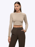 Long Sleeve Tomboy Tee Cropped | Sand Dune Slim-Fit Tomboy-Cotton™