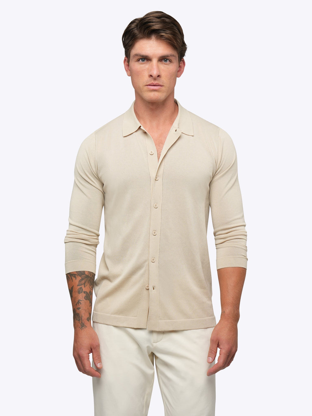 Riviera Knit Long Sleeve Button Up | Sand Dune Signature-Fit