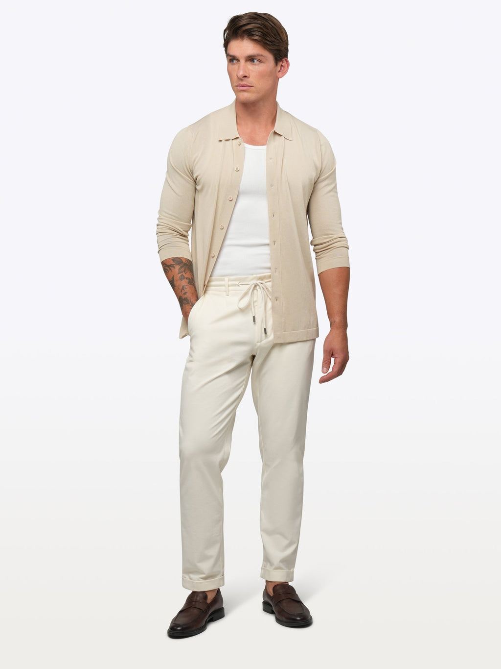 Riviera Knit Long Sleeve Button Up | Sand Dune Signature-Fit