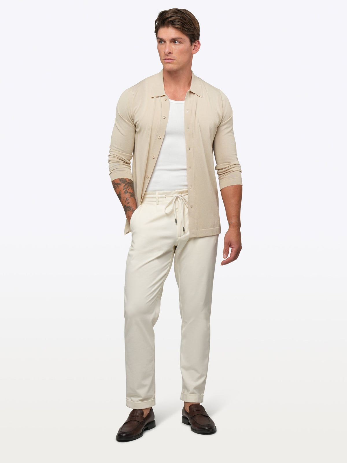 Riviera Knit Long Sleeve Button Up | Sand Dune Signature-Fit