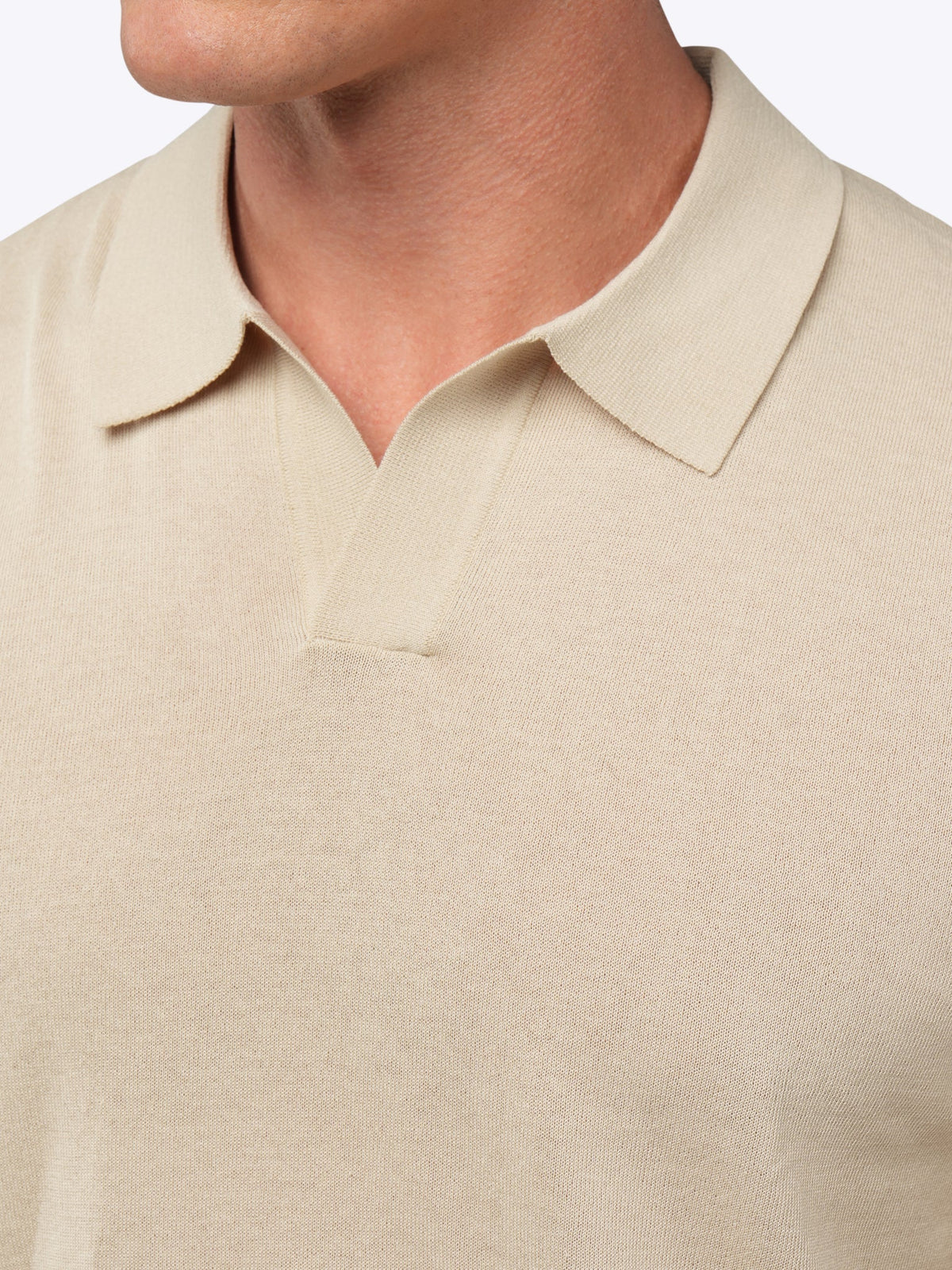 Riviera Knit Long Sleeve Polo | Sand Dune Signature-Fit