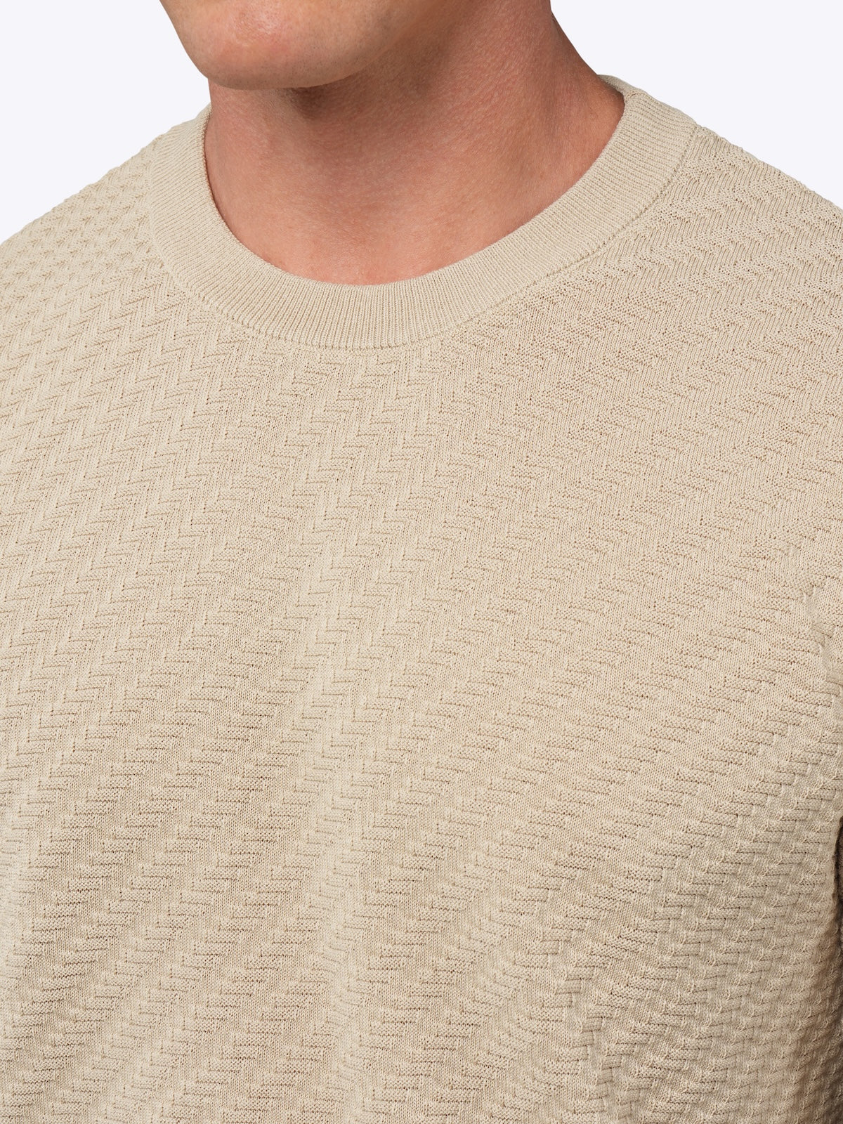 Riviera Knit Long Sleeve Textured Tee | Sand Dune Signature-Fit