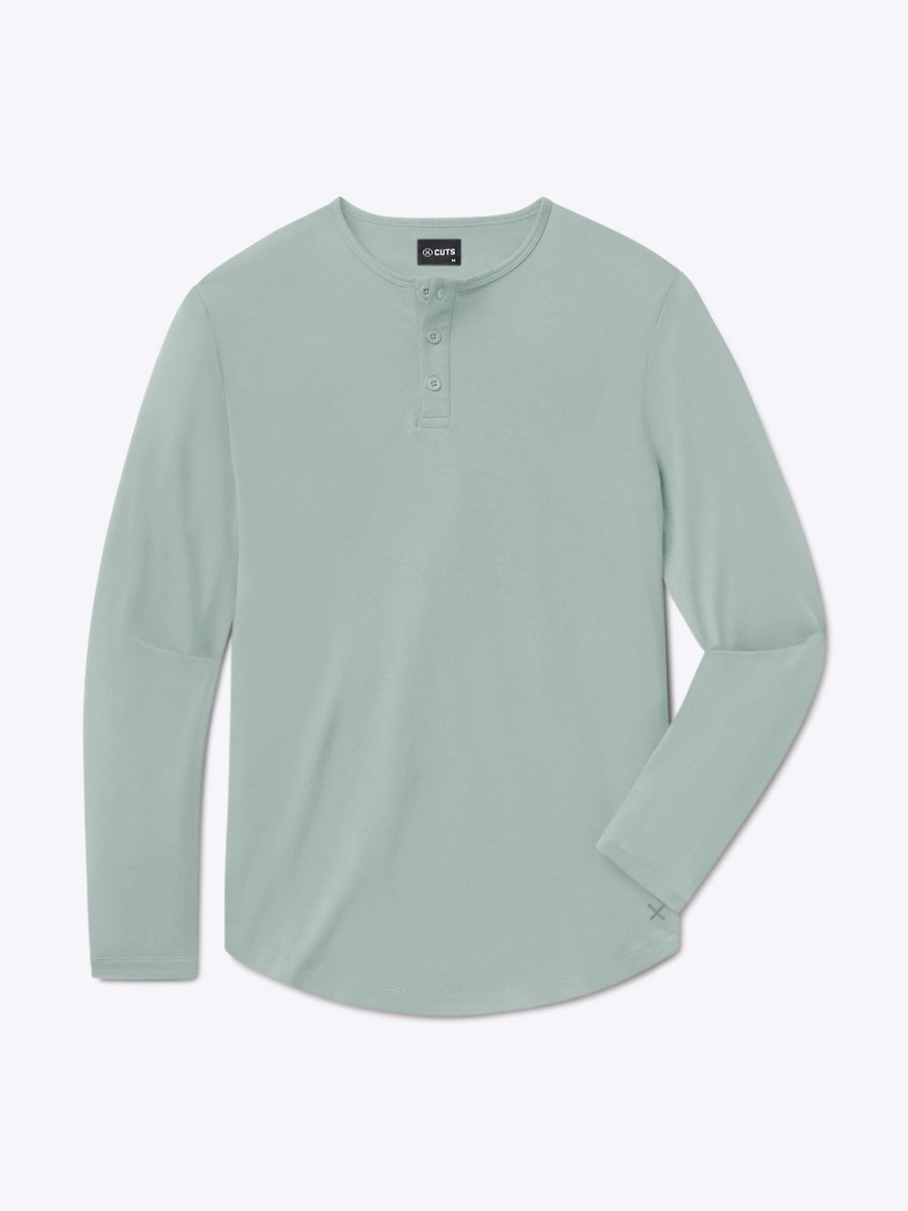 AO Long Sleeve Henley Curve-Hem Tee | Slate Grey Signature-Fit PYCA Pro®