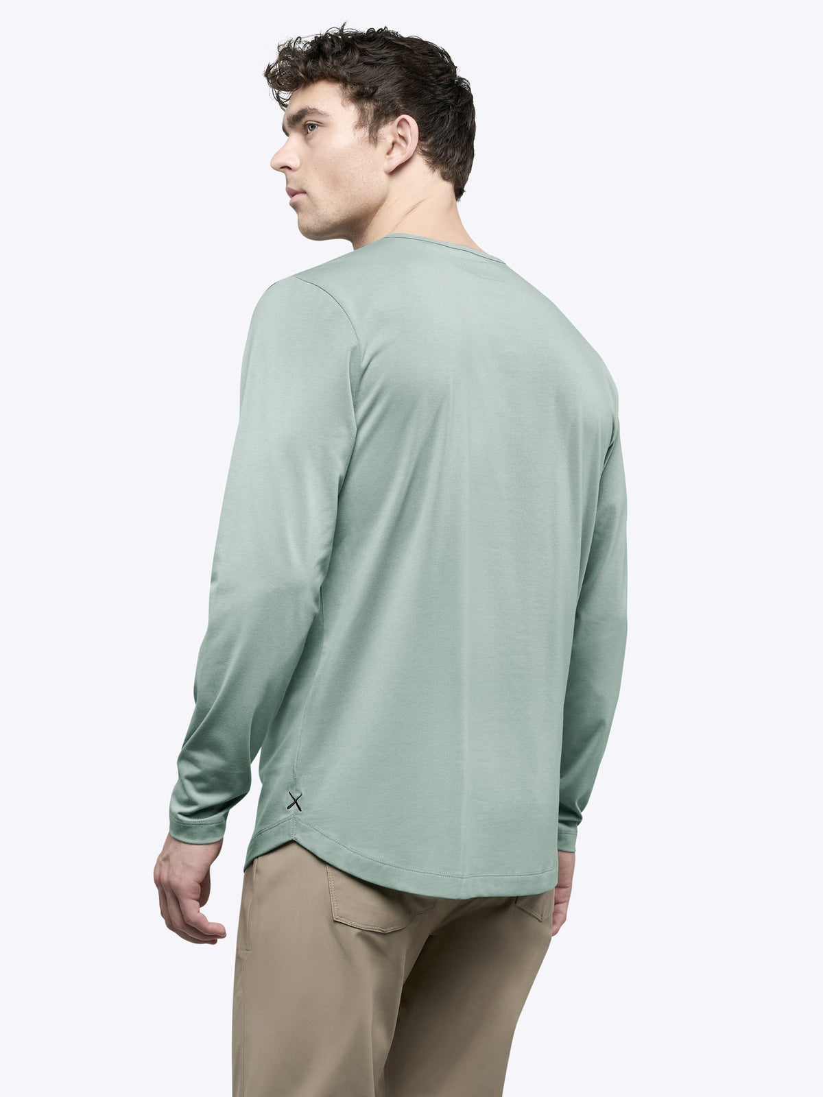 AO Long Sleeve Henley Curve-Hem Tee | Slate Grey Signature-Fit PYCA Pro®