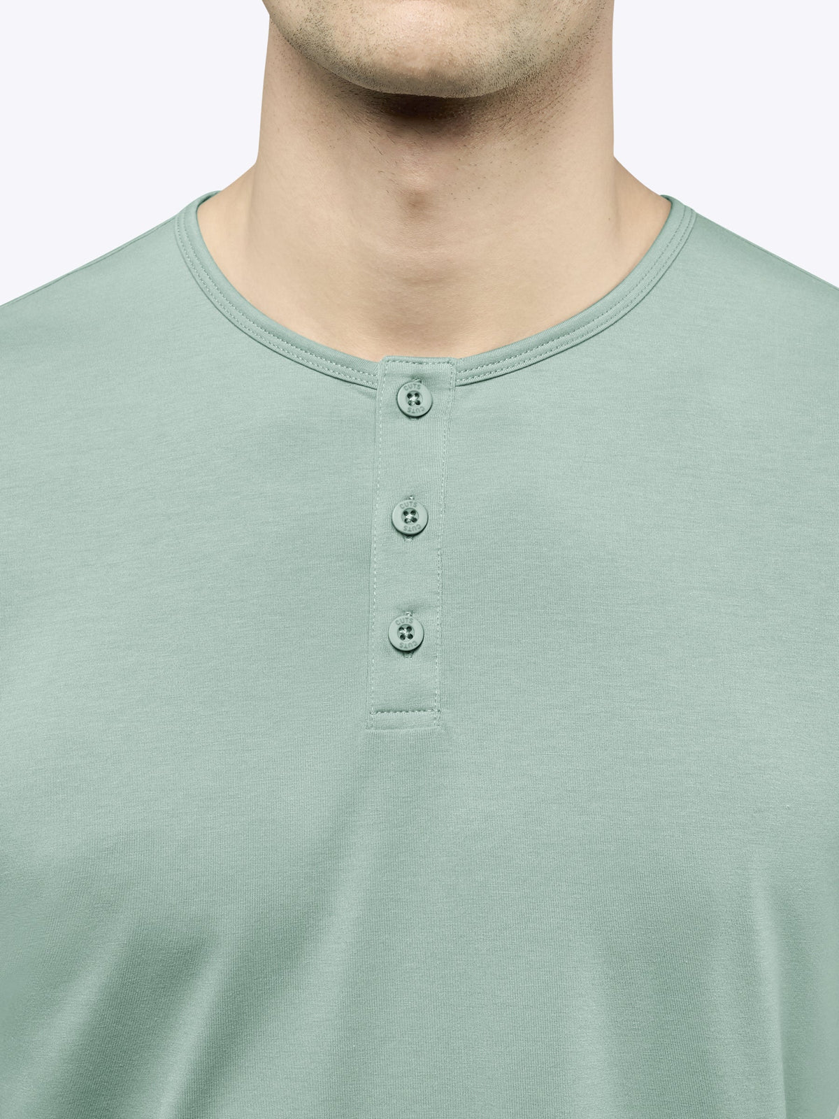AO Long Sleeve Henley Curve-Hem Tee | Slate Grey Signature-Fit PYCA Pro®
