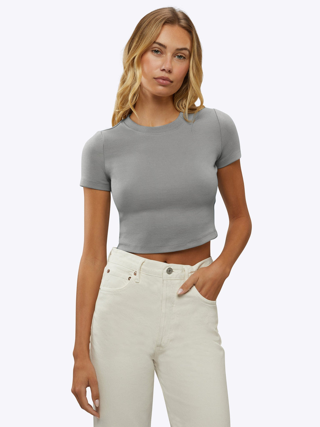 Tomboy Tee Cropped | Steel Slim-Fit Tomboy-Cotton™