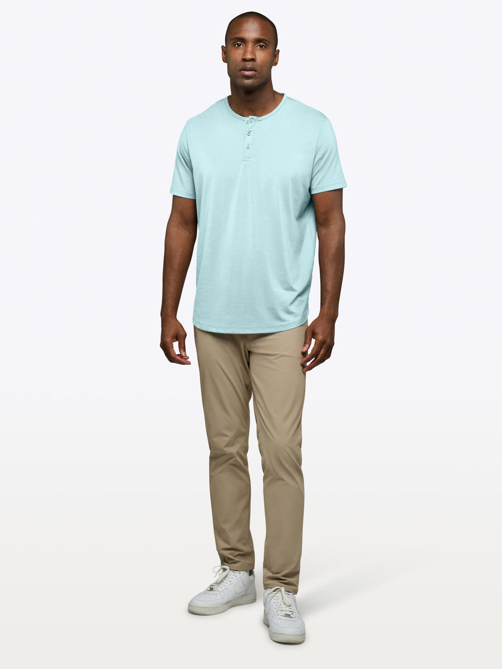 AO Henley Curve-Hem Tee | Sterling Blue Signature-Fit PYCA Pro®