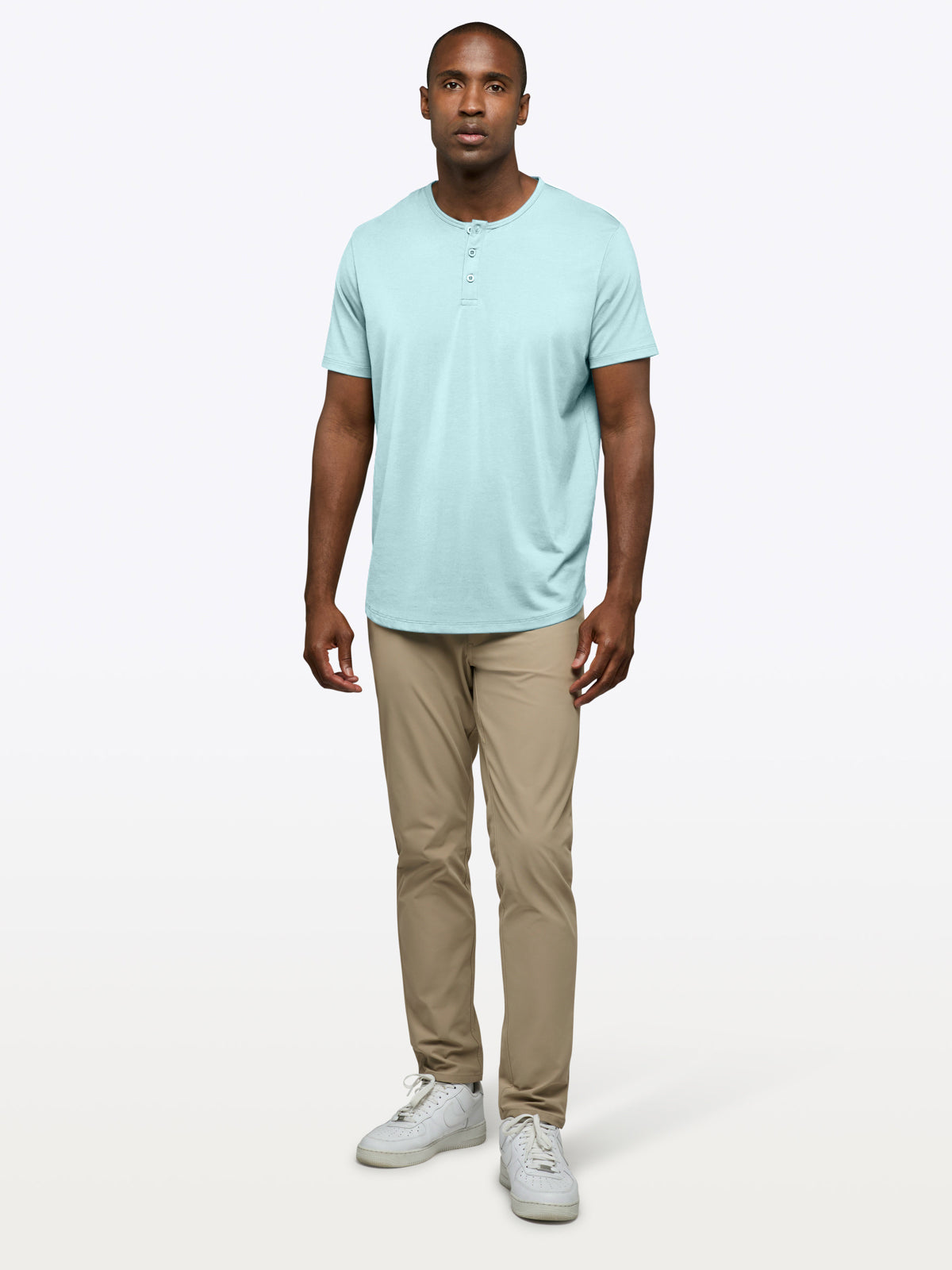 AO Henley Curve-Hem Tee | Sterling Blue Signature-Fit PYCA Pro®