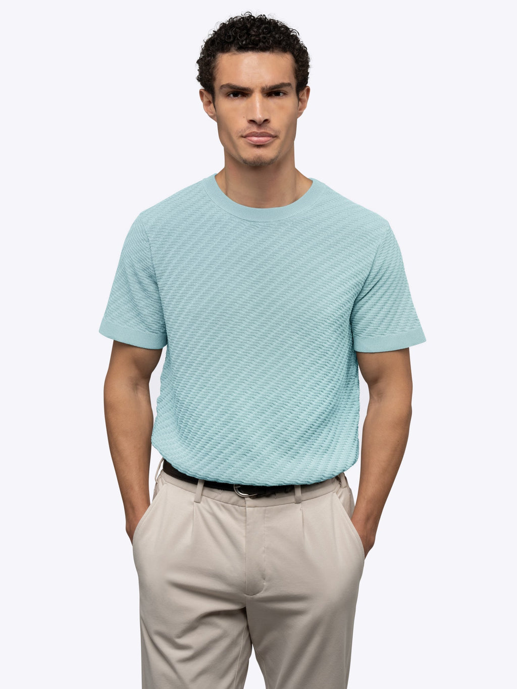 Riviera Knit Textured Tee | Sterling Blue Signature-Fit
