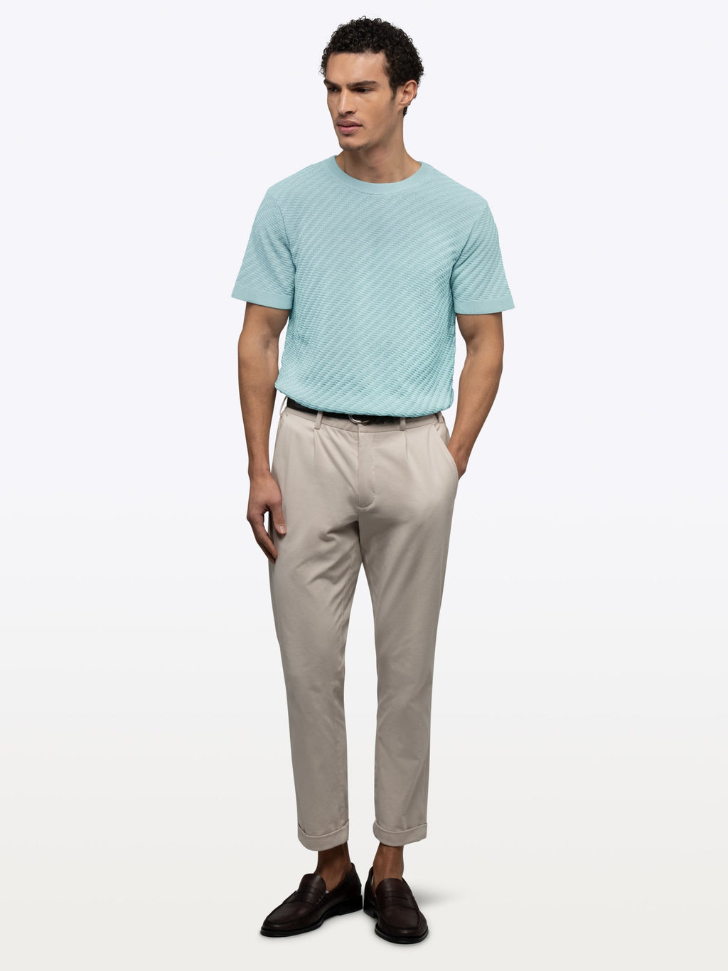Riviera Knit Textured Tee | Sterling Blue Signature-Fit