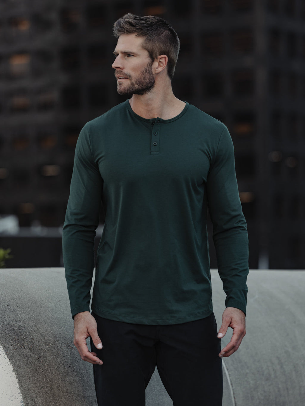AO Long Sleeve Henley Curve-Hem | Hunter Signature-Fit PYCA Pro®