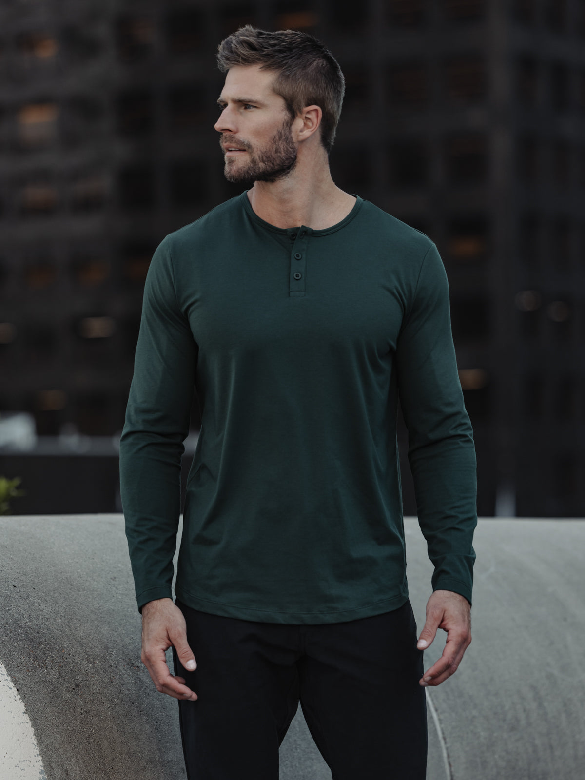 AO Long Sleeve Henley Curve-Hem | Hunter Signature-Fit PYCA Pro®