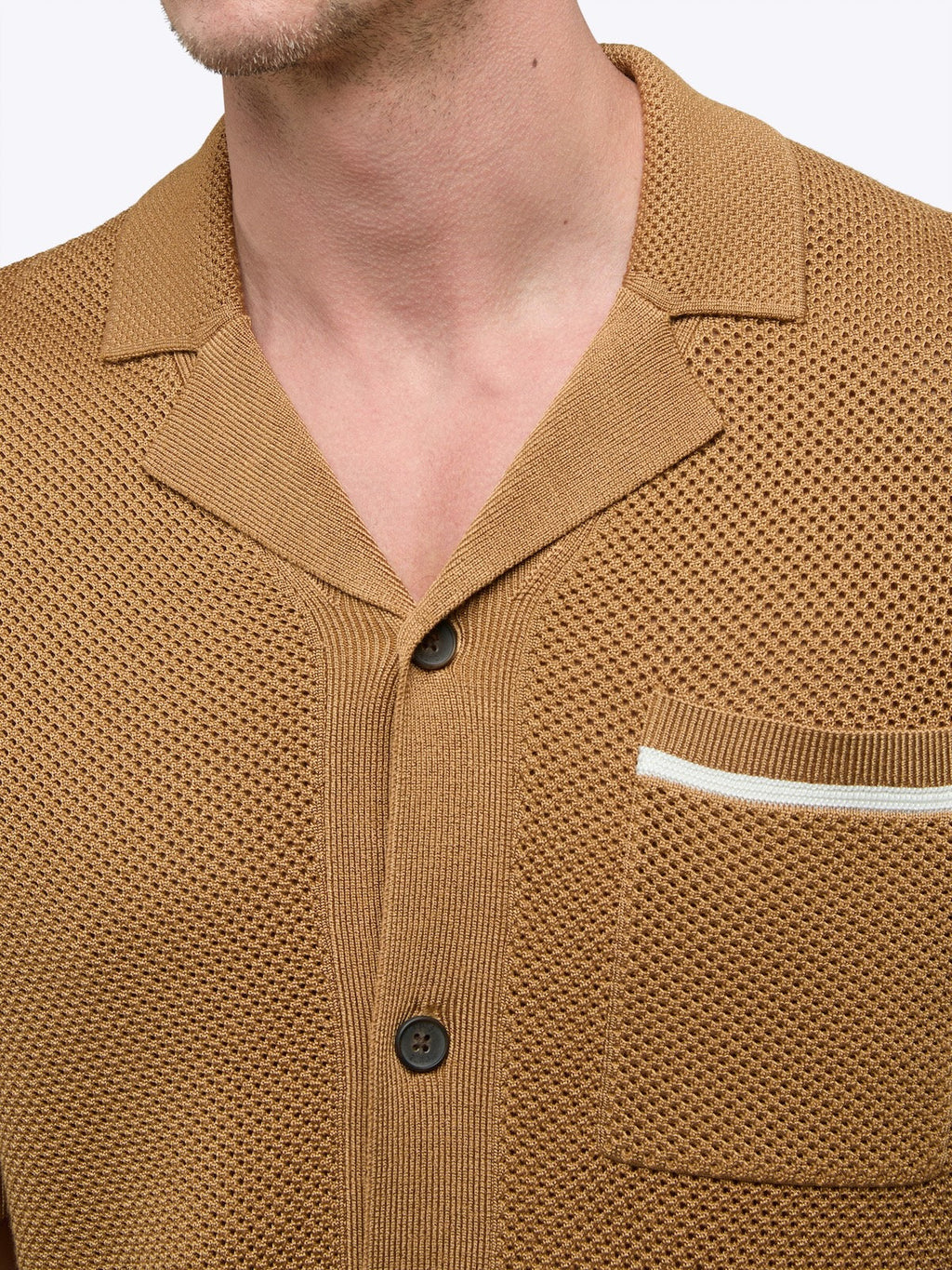 Portofino Crochet Button Up | Toasted Almond Classic-fit