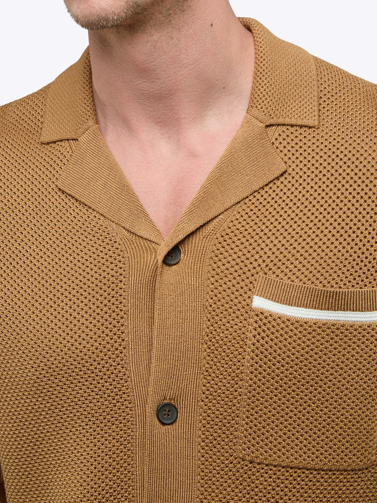 Portofino Crochet Button Up | Toasted Almond Classic-fit
