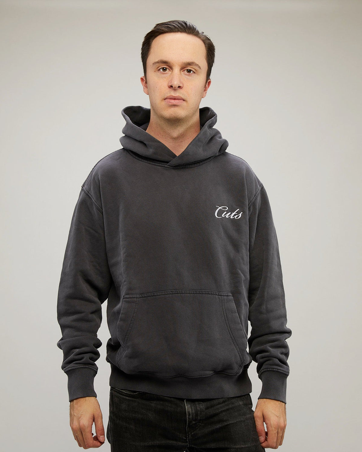 Vintage Hoodie - Embroidered | Black Wash Classic-fit Cotton Fleece