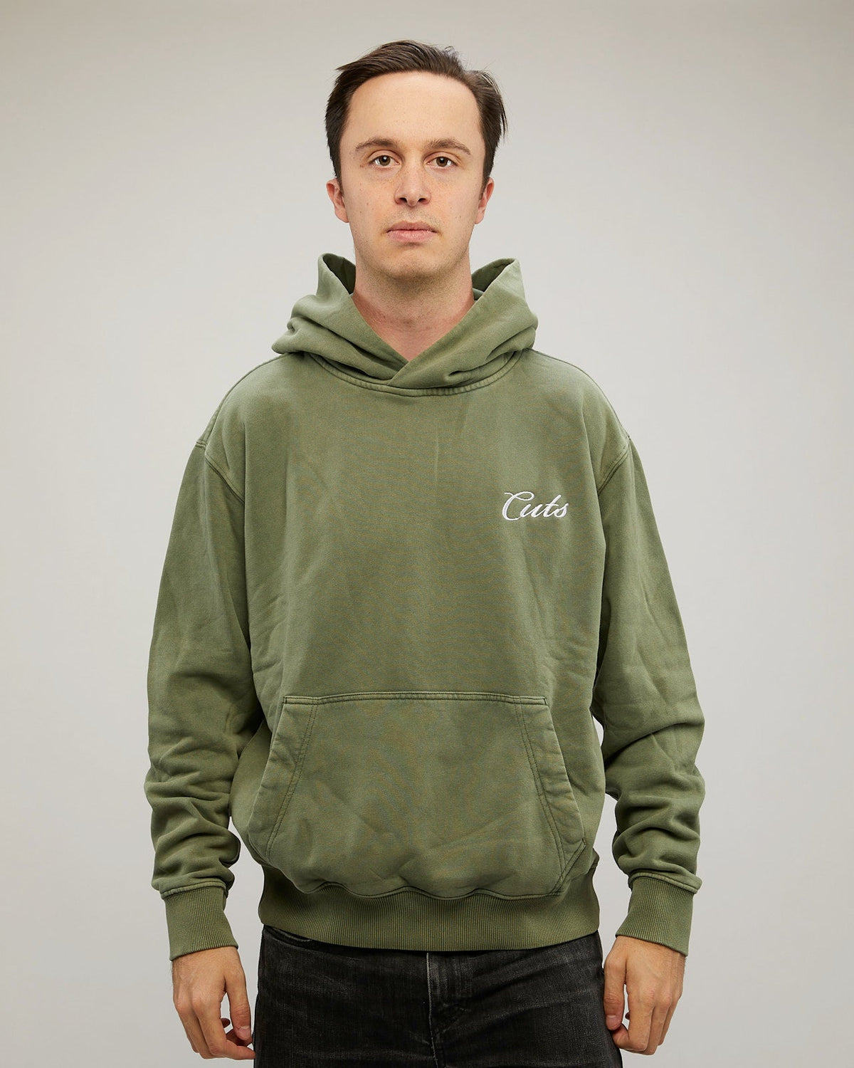 Vintage Hoodie - Embroidered | Pine Wash Classic-fit Cotton Fleece