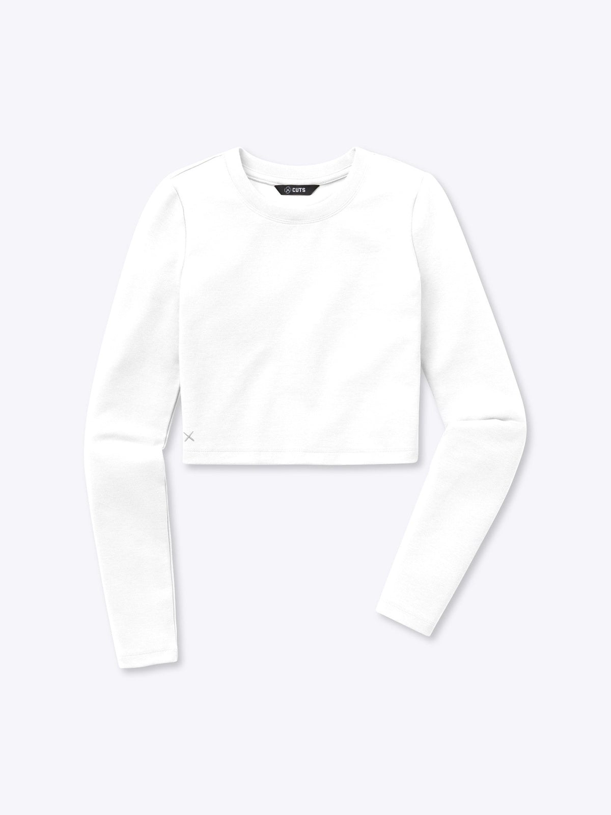 Long Sleeve Tomboy Tee Cropped | White Slim-fit Tomboy-Cotton™