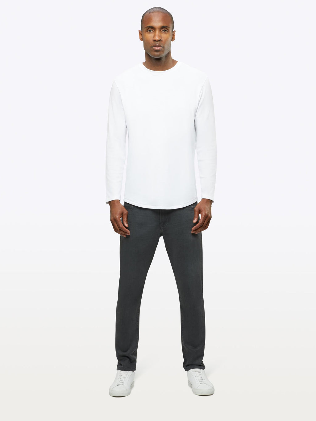 Interknit Long Sleeve Pima Cotton Tee | White Signature-Fit