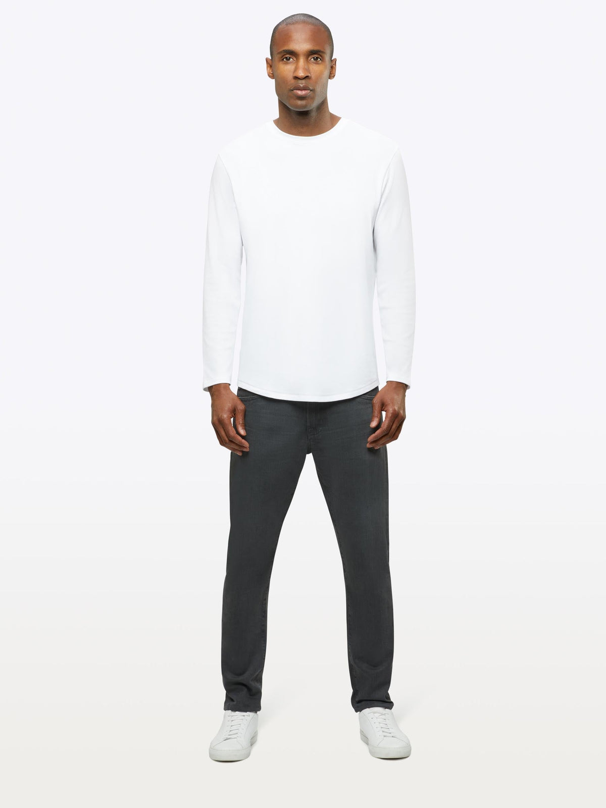 Interknit Long Sleeve Pima Cotton Tee | White Signature-Fit