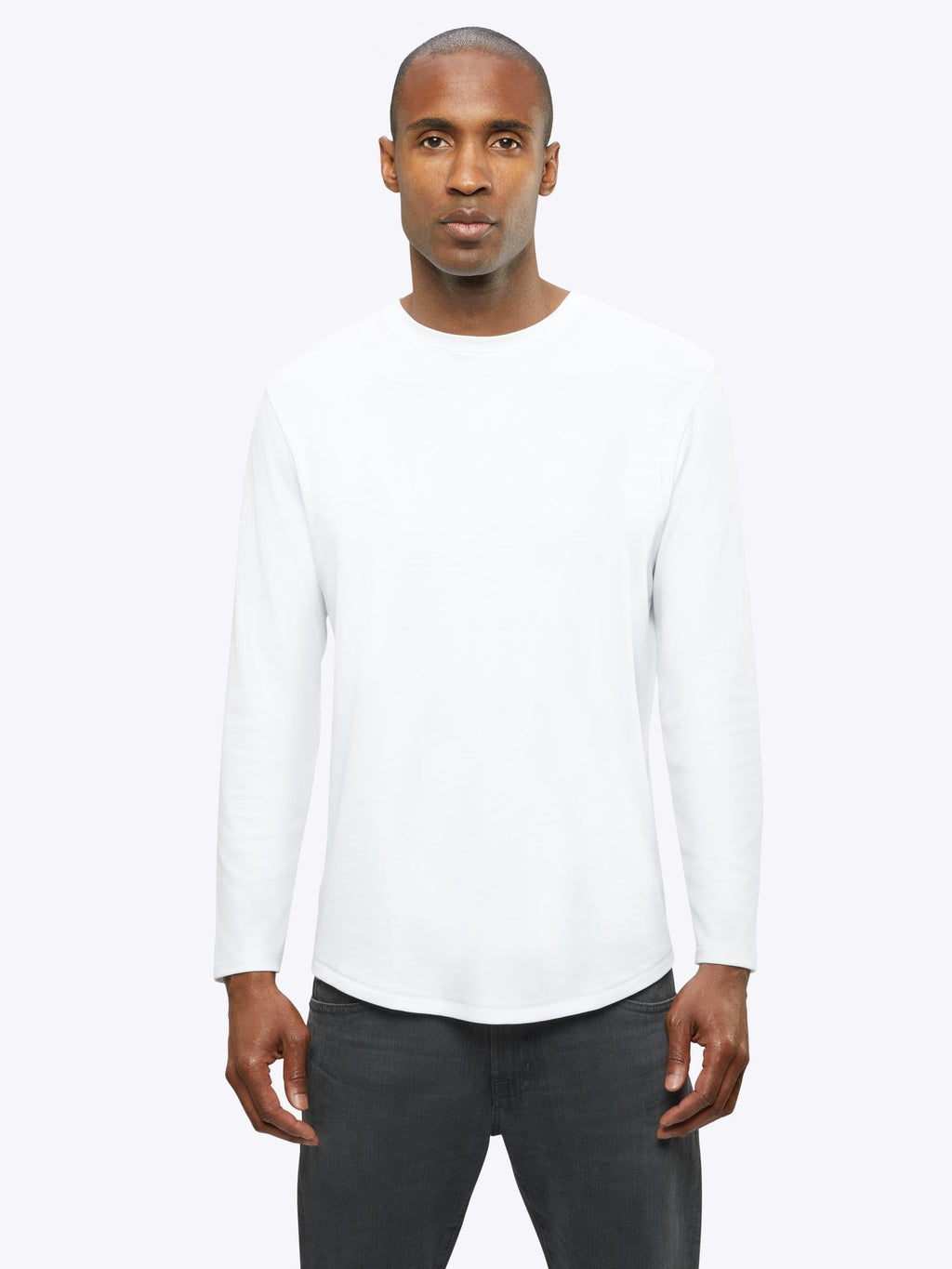 Interknit Long Sleeve Pima Cotton Tee | White Signature-Fit