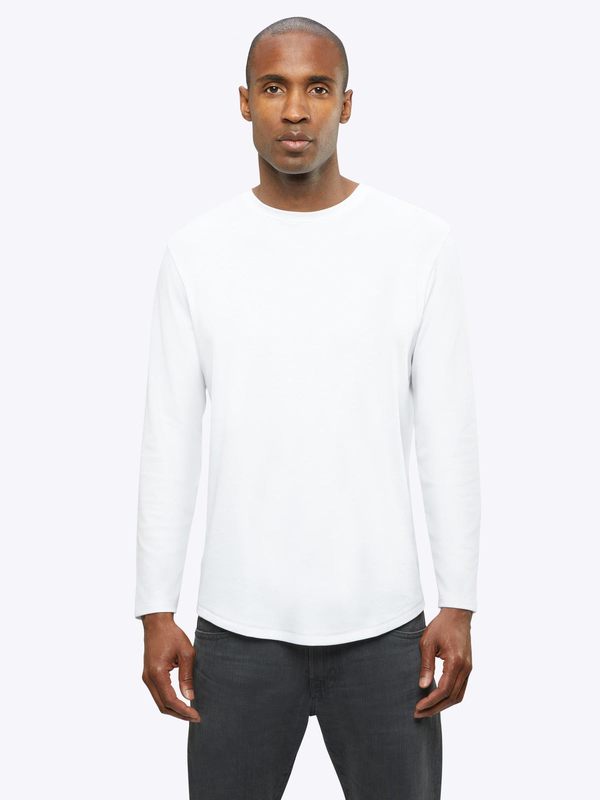 Interknit Long Sleeve Pima Cotton Tee | White Signature-Fit