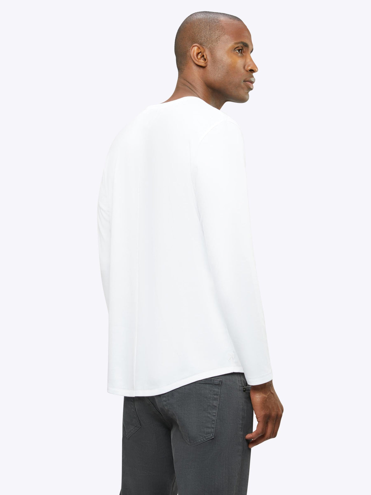Interknit Long Sleeve Pima Cotton Tee | White Signature-Fit