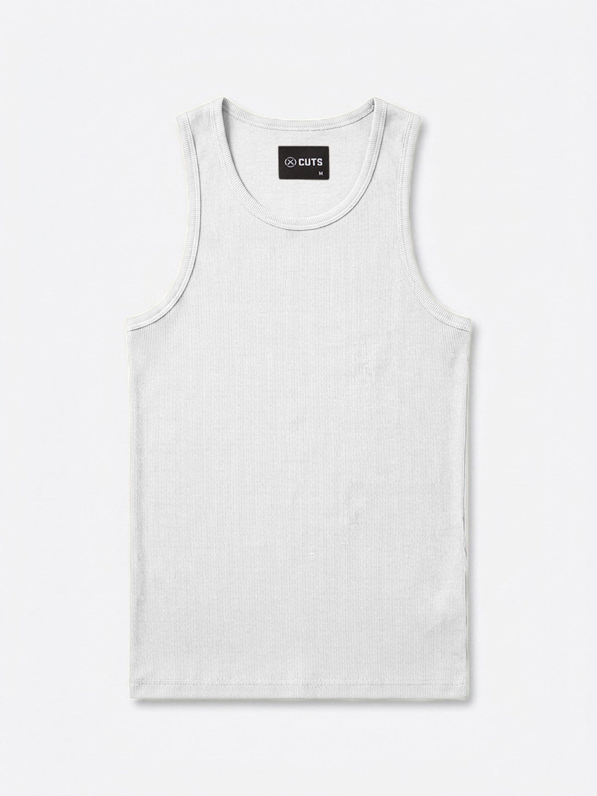 Essential Fitted Rib Tank | White Form-Fitting