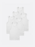 Essential Fitted Rib Tank 6 Pack | White Form-Fitting