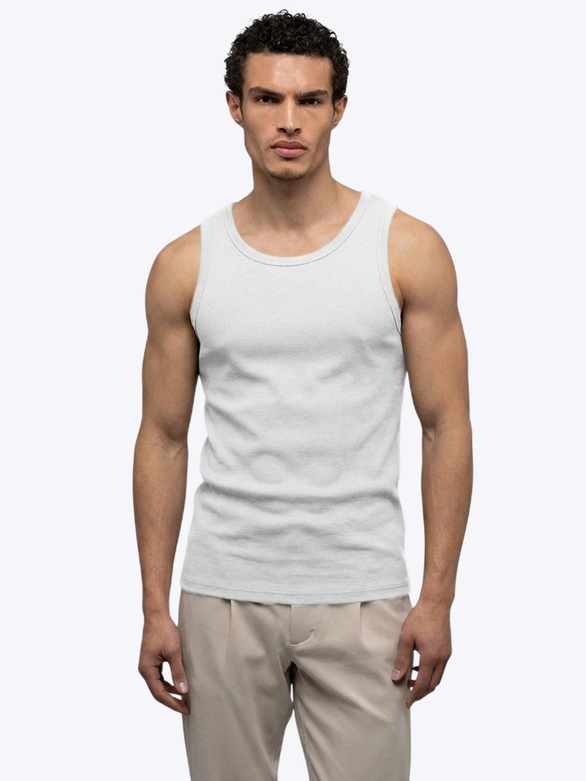 Essential Fitted Rib Tank | White Form-Fitting