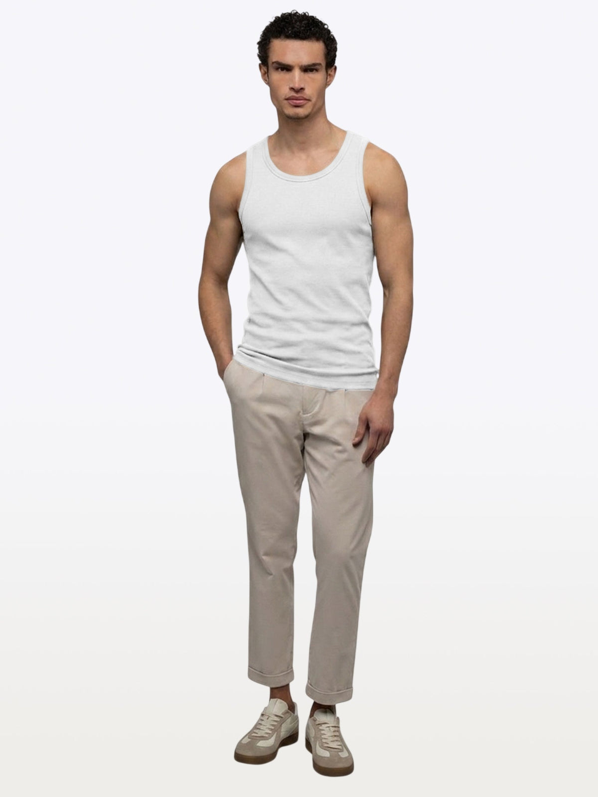 Essential Fitted Rib Tank | White Form-Fitting