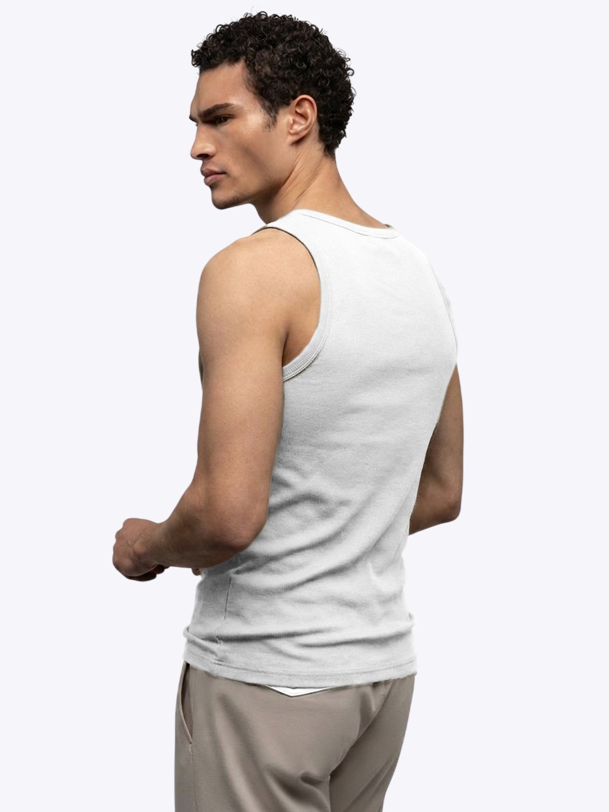 Essential Fitted Rib Tank | White Form-Fitting