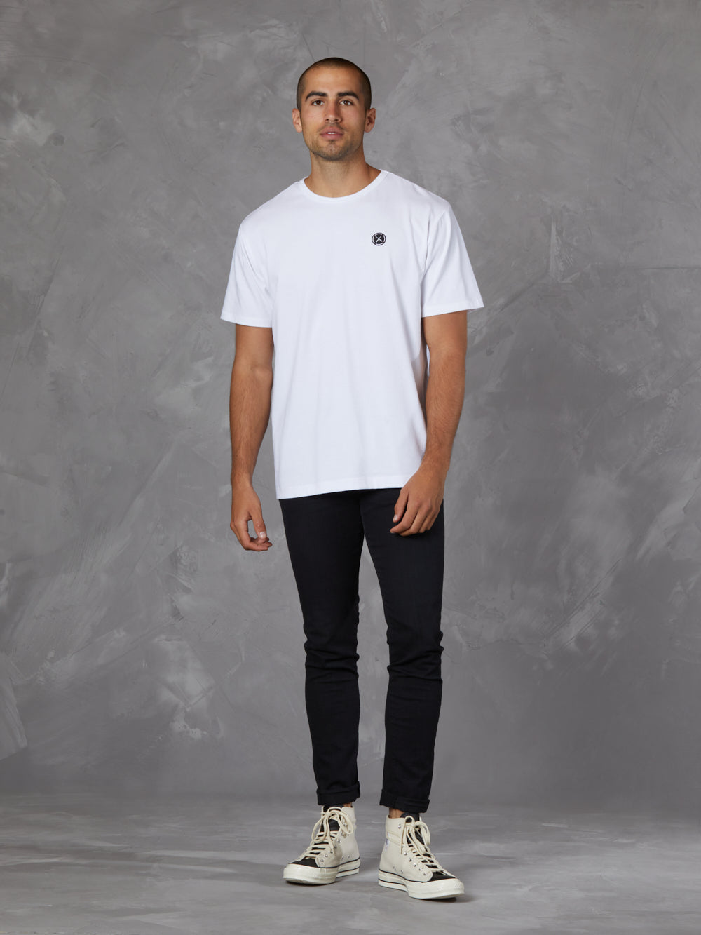Branded Frame Tee | White Relaxed-fit Cotton PYCA
