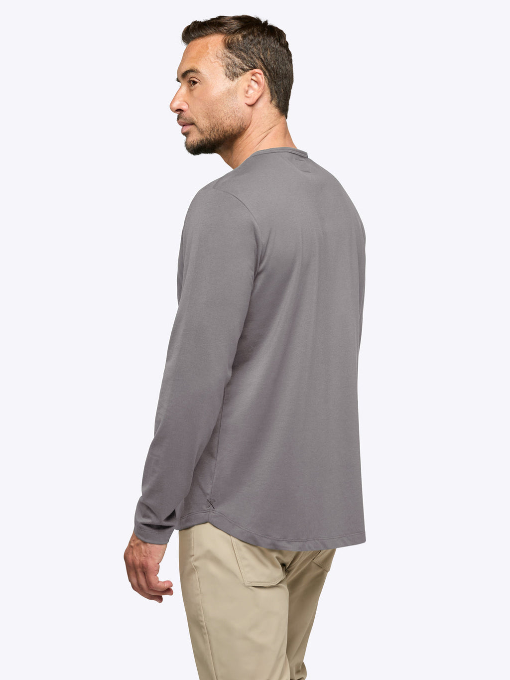 AO Long Sleeve Henley Curve-Hem | Wolf Signature-fit PYCA Pro®