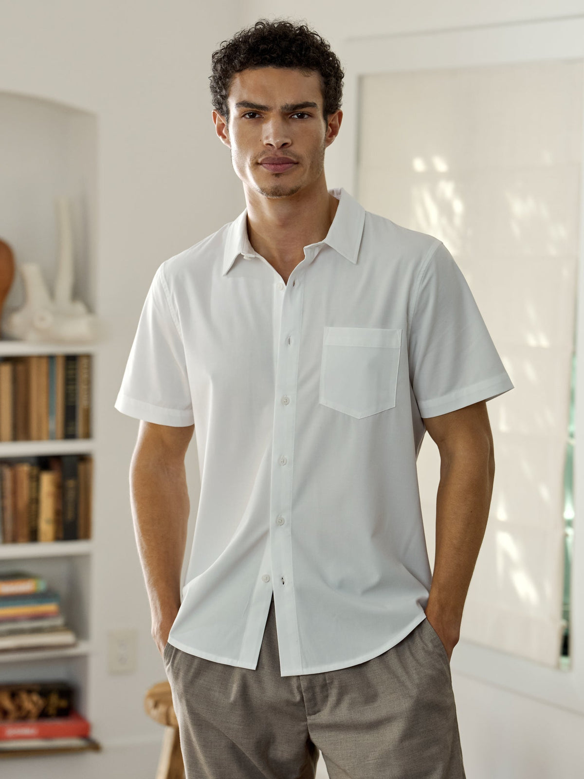 SoHo Short Sleeve Button Up | White Signature-fit