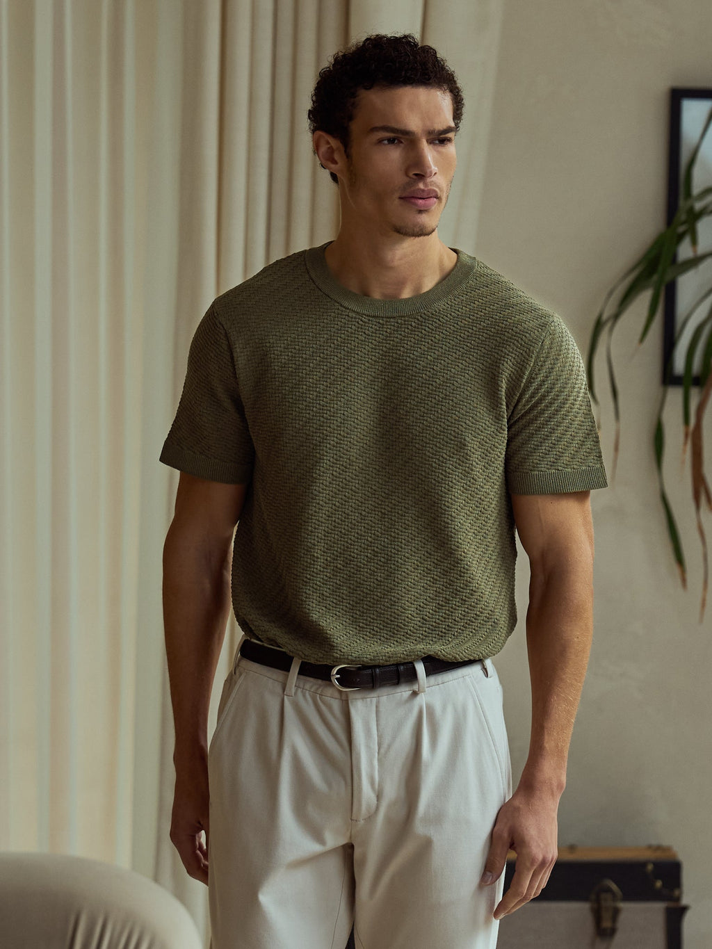 Riviera Knit Textured Tee | Capers Signature-Fit