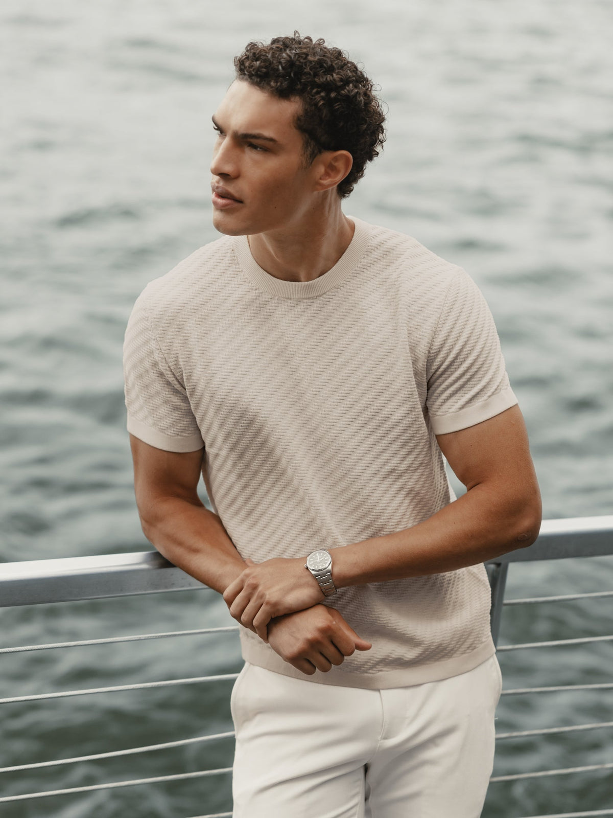 Riviera Knit Textured Tee | Sand Dune Signature-Fit